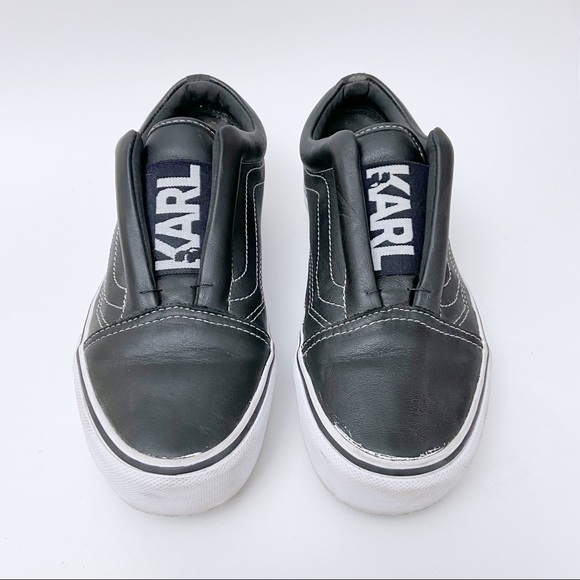 Vans x Karl Lagerfeld Old Skool Laceless Leather Platform Sneakers - Picture 2 of 9